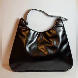 Salvatore Ferragamo Black Matte Leather Large Shoulder Bag